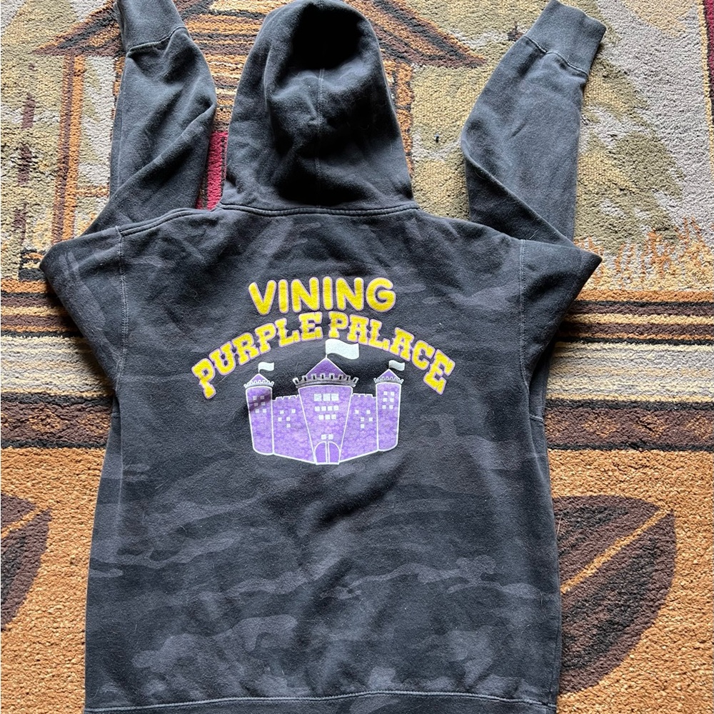 Gray Hoodie with Purple and Yellow Graphic